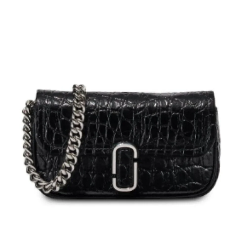 NWT! New Marc Jacobs J Marc Mini Shoulder Bag - Croc-embossed Leather Black 3way